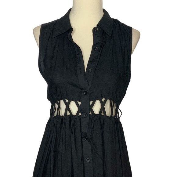 STARING AT STARS UO black lattice button front tunic dress size XS - Picture 4 of 11